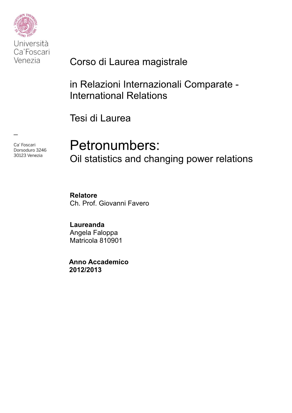 Petronumbers: Oil Statistics and Changing Power Relations