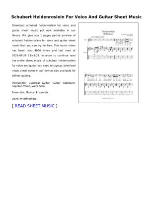 Schubert Heidenroslein for Voice and Guitar Sheet Music