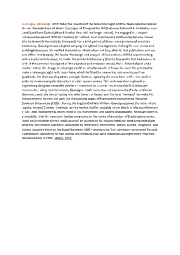 Gascoigne, William (C.1612-1644) the Inventor of the Telescopic Sight and the Telescope Micrometer