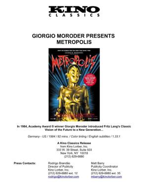 Giorgio Moroder Presents Metropolis