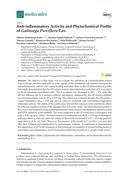 Anti-Inflammatory Activity and Phytochemical Profile of Galinsoga