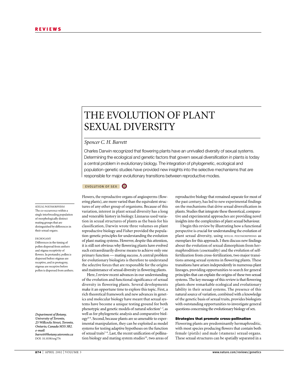 The Evolution Of Plant Sexual Diversity Docslib 2935