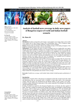 Analysis of Football News Coverage in Daily News Papers of Bengal In