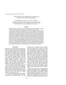 A Phylogeny of the Leptostraca (Crustacea) with Keys to Families and Genera