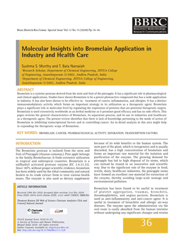 Molecular Insights Into Bromelain Application in Industry and Health Care
