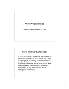 Web Programming Meta-Markup Languages