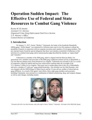 Operation Sudden Impact: the Effective Use of Federal and State Resources to Combat Gang Violence Reema M