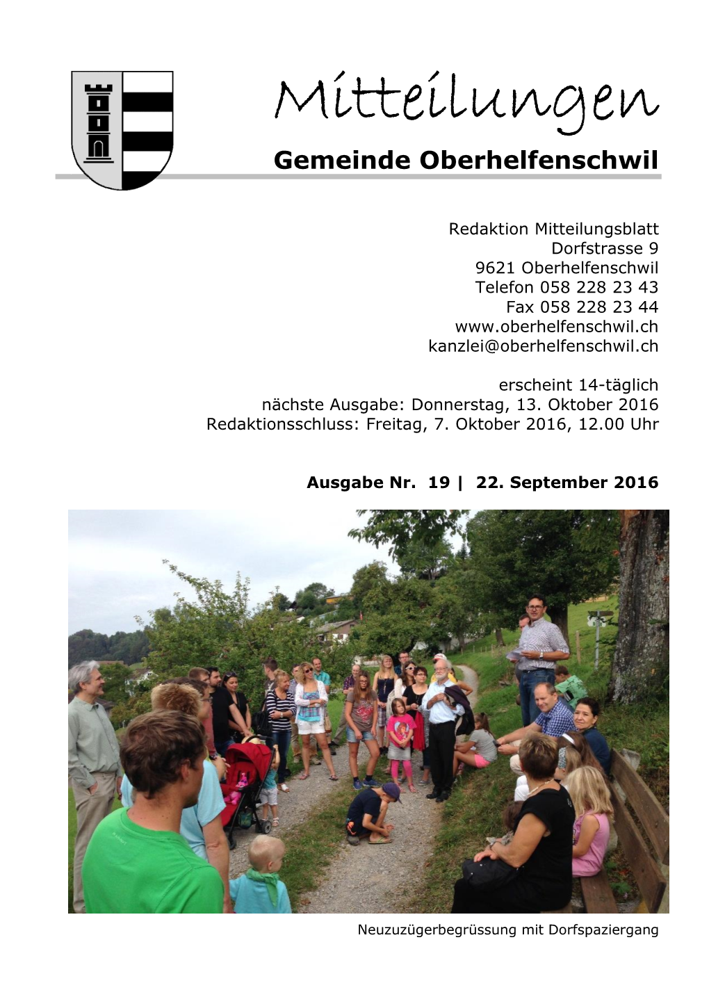 Mitteilungen Gemeinde Oberhelfenschwil