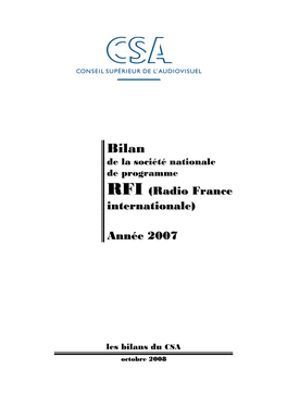 Bilan De La Société Nationale De Programme RRFFII (Radio France Internationale)