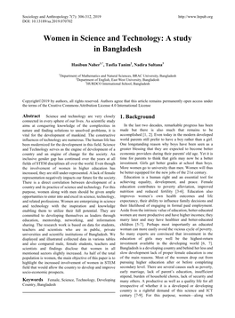 Women in Science and Technology: a Study in Bangladesh