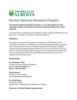Nuclear Medicine Residency Program