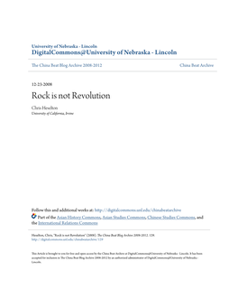 Rock Is Not Revolution Chris Heselton University of California, Irvine