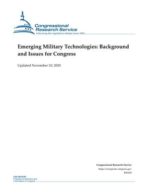 Emerging Military Technologies: Background and Issues for Congress
