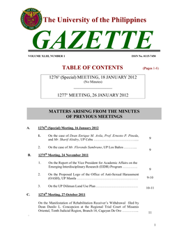 GAZETTE VOLUME XLIII, NUMBER 1 ISSN No