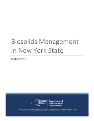 Biosolids Management in New York State