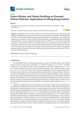 Native History and Nation Building on Personal Online Platform: Implications in Hong Kong Context