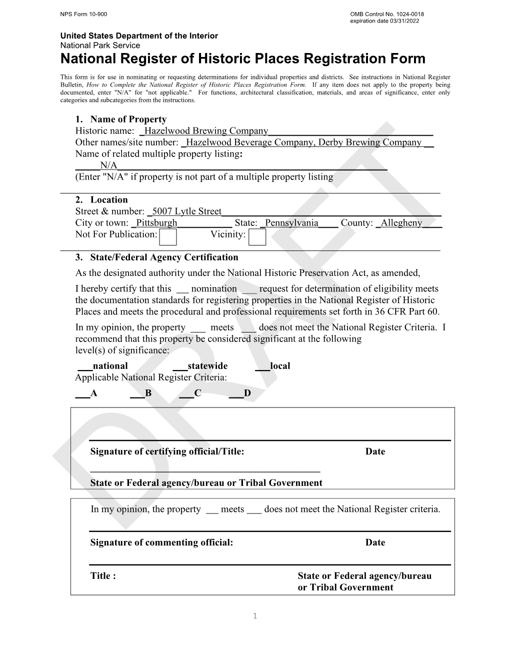 National Register of Historic Places Registration Form