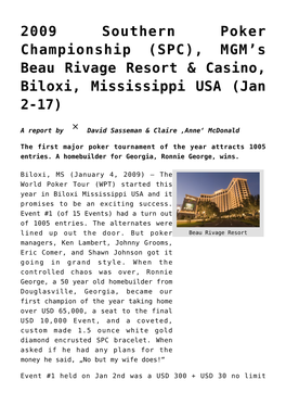 S Beau Rivage Resort & Casino, Biloxi, Mississippi