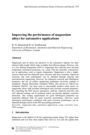 Improving the Performance of Magnesium Alloys for Automotive Applications