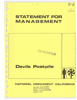 Statement for Management — Devils Postpile National Monument