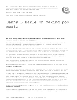 Danny L Harle on Making Pop Music