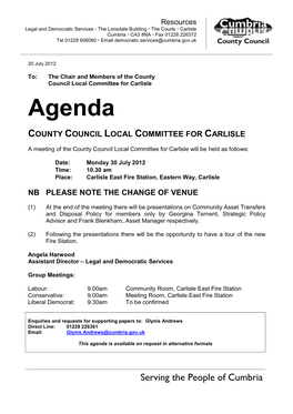 Agenda COUNTY COUNCIL LOCAL COMMITTEE for CARLISLE