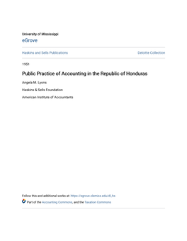 Public Practice of Accounting in the Republic of Honduras