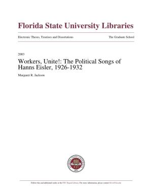 The Political Songs of Hanns Eisler, 1926-1932 Margaret R