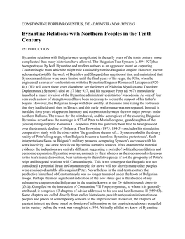 Byzantine Relations with Northern Peoples in the Tenth Century