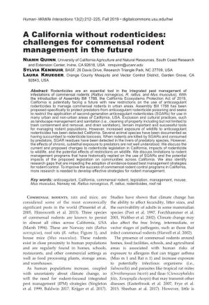 A California Without Rodenticides: Challenges for Commensal Rodent Management in the Future