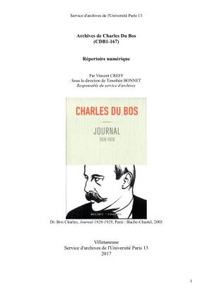Archives De Charles Du Bos (CDB1-167)