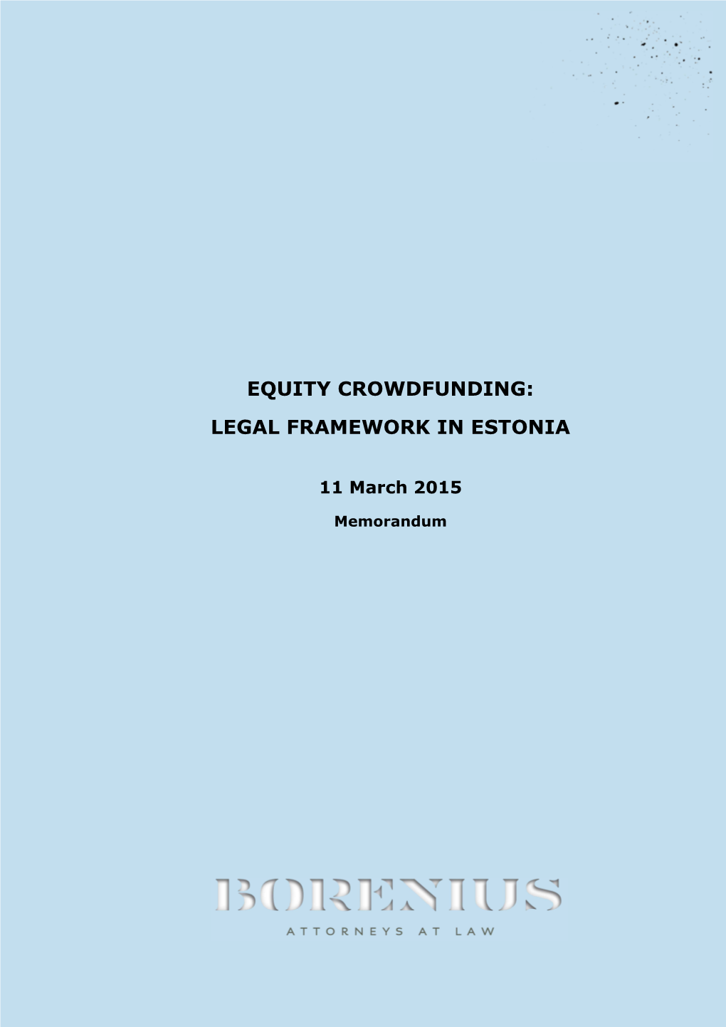 Equity Crowdfunding: Legal Framework in Estonia
