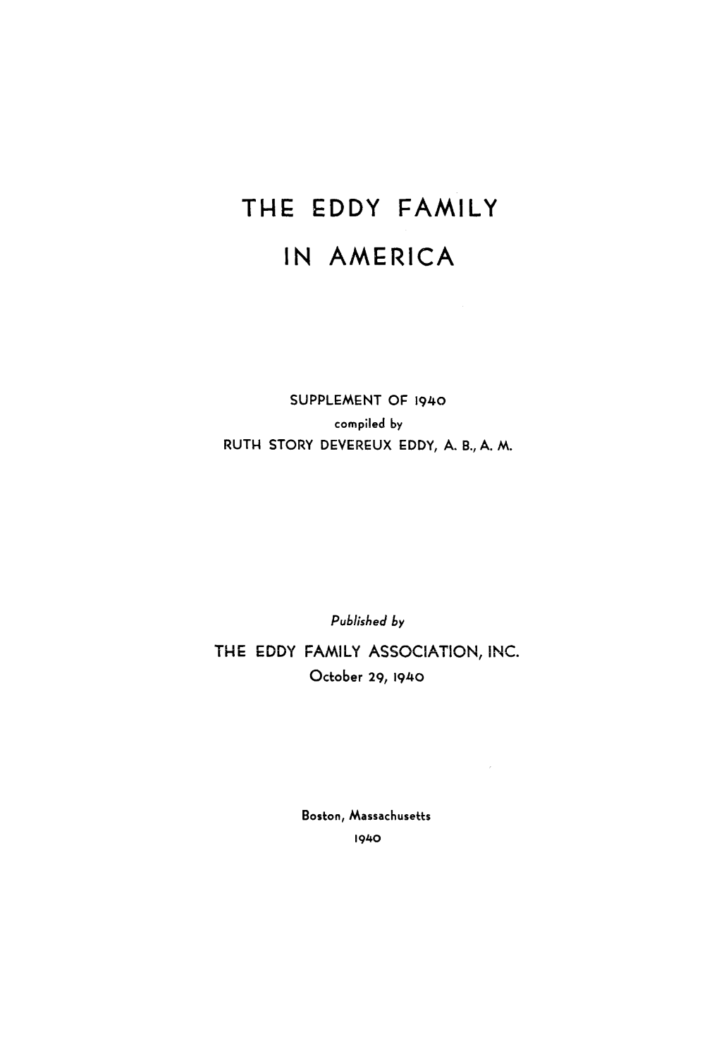 The Eddy Family in America"