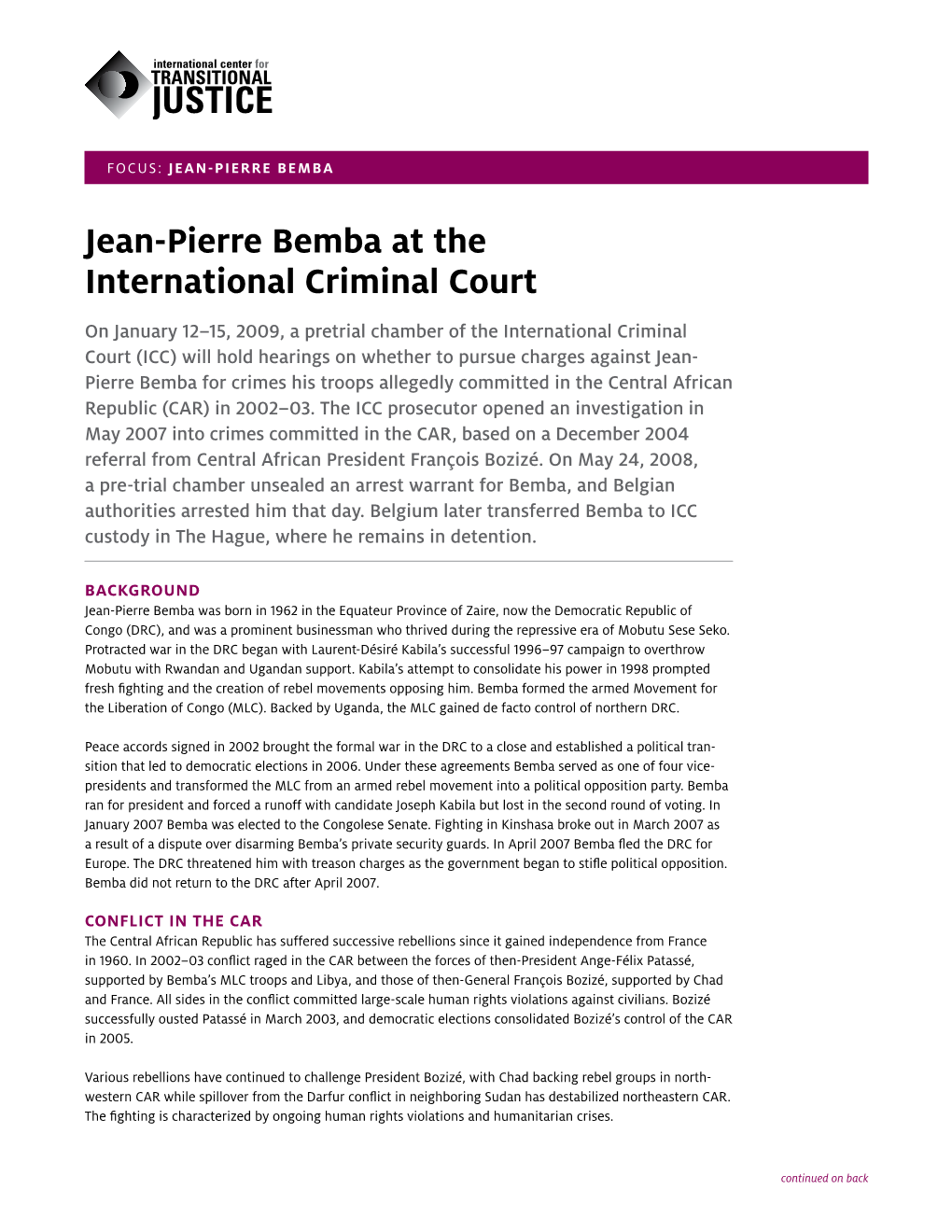 Jean-Pierre Bemba at the International Criminal Court