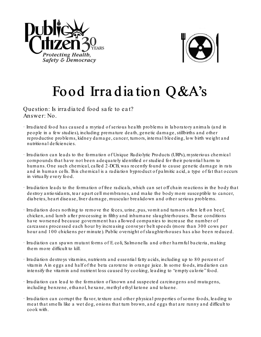 Food Irradiation Q&A's