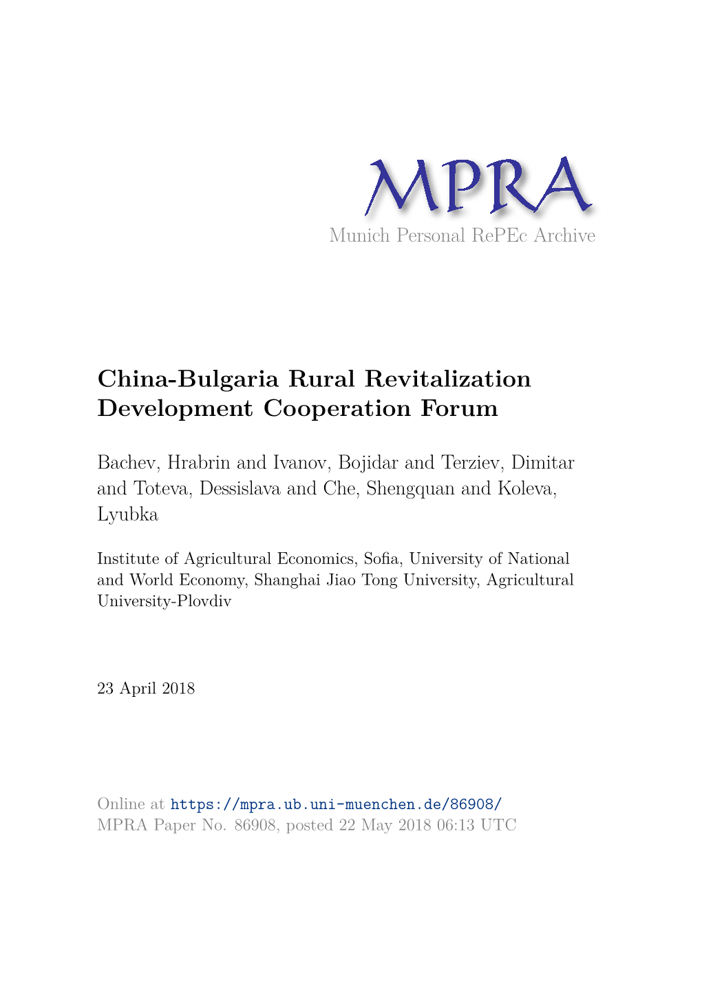 China-Bulgaria Rural Revitalization Development Cooperation Forum