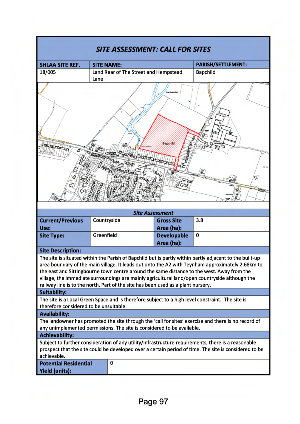 SITE ASSESSMENT: CALL for SITES Page 97
