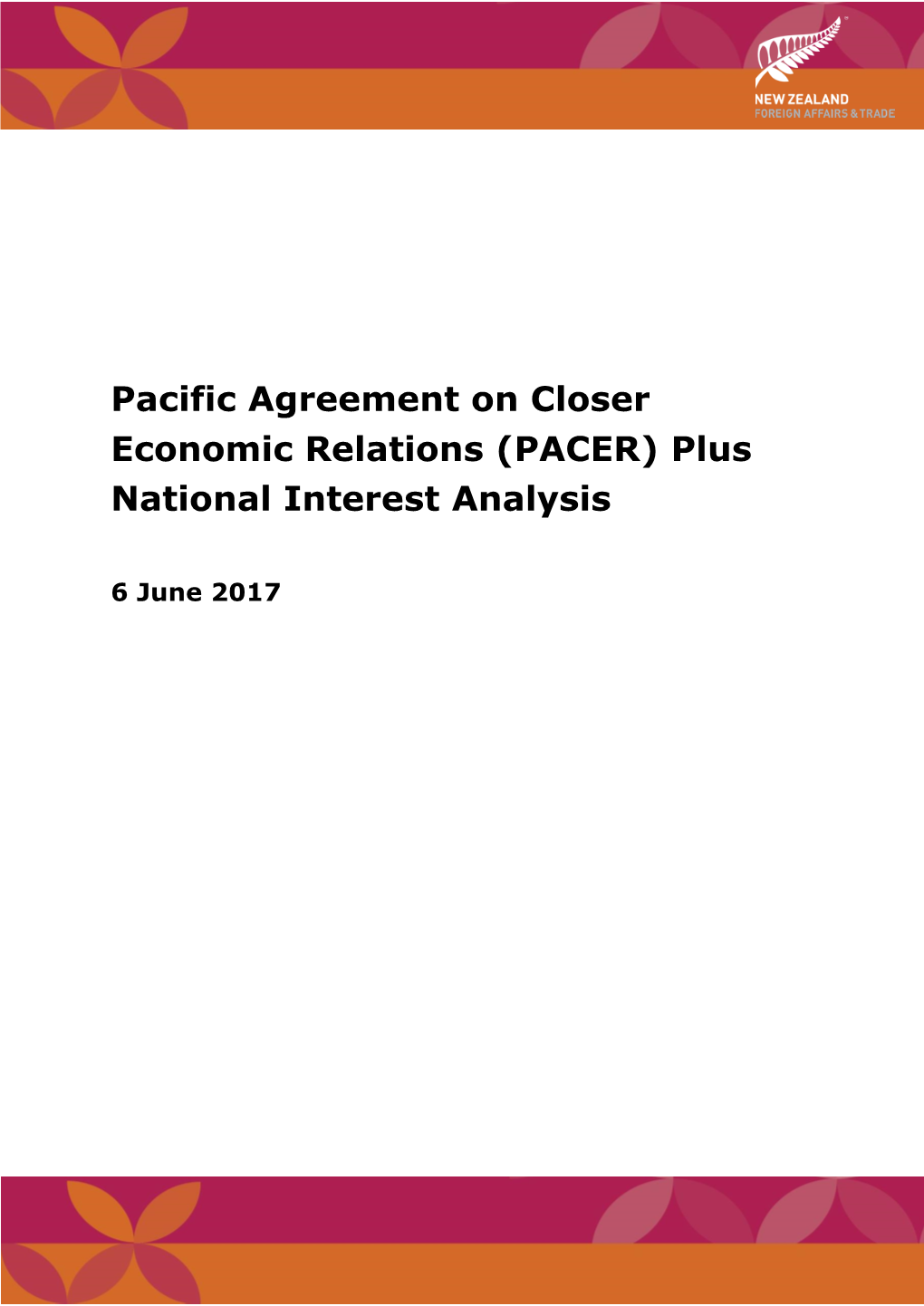 (PACER) Plus National Interest Analysis