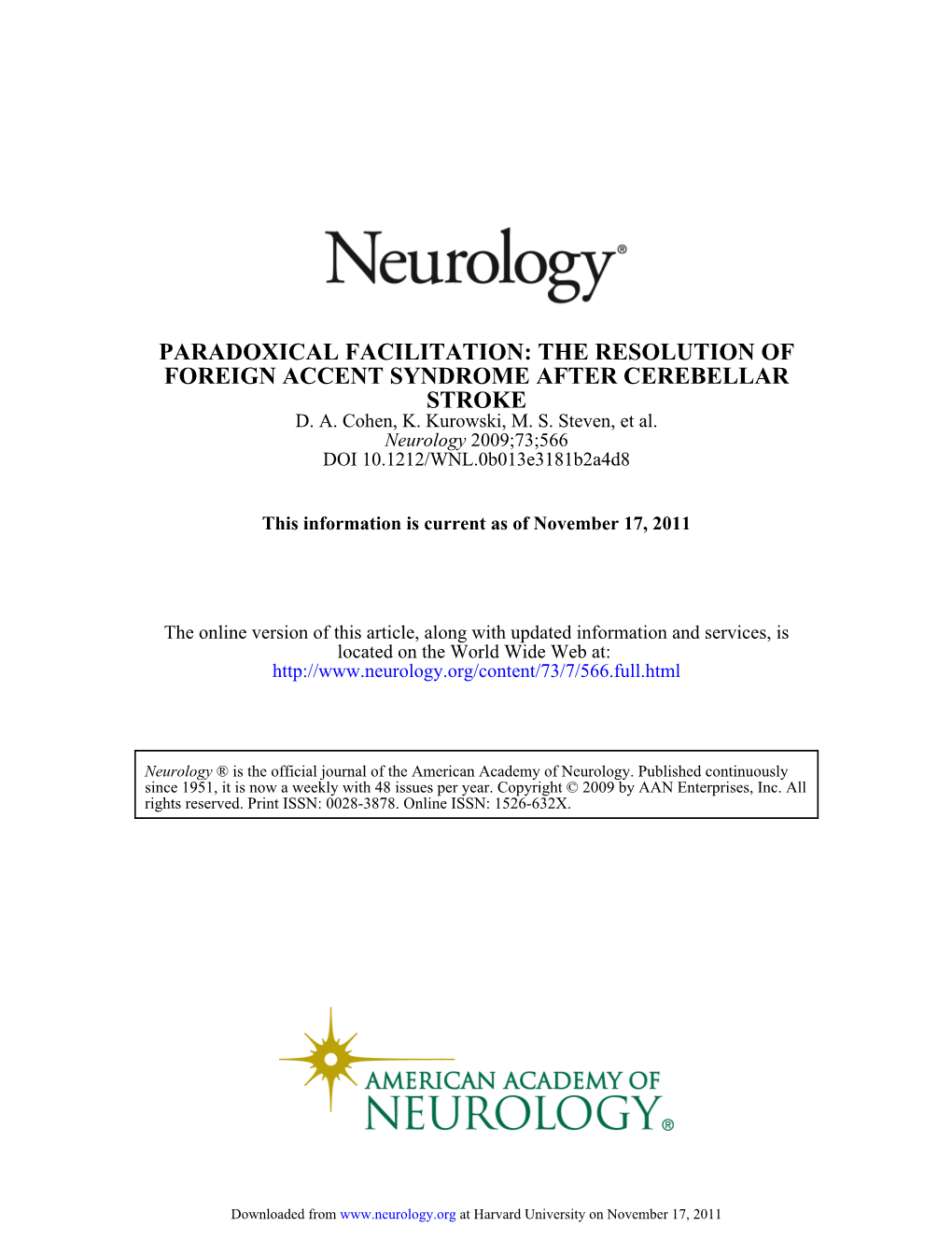 Stroke Foreign Accent Syndrome After