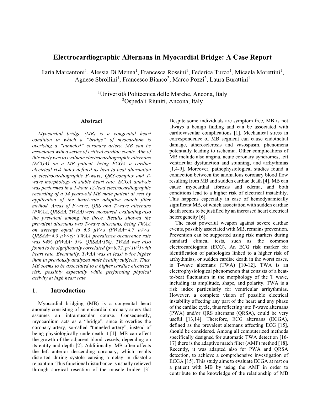 Electrocardiographic Alternans in Myocardial Bridge: a Case Report