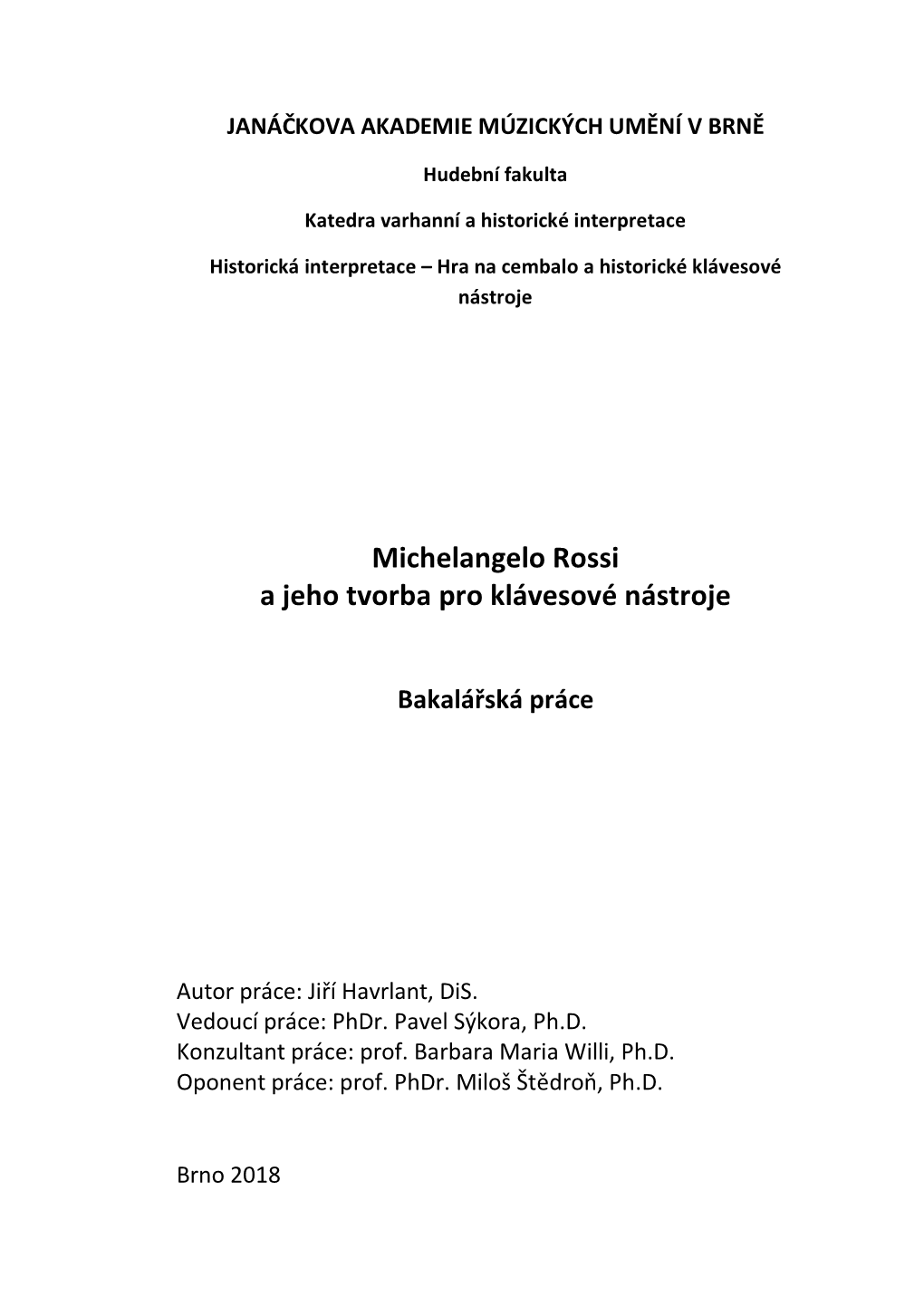 Michelangelo Rossi a Jeho Tvorba Pro Klávesové Nástroje