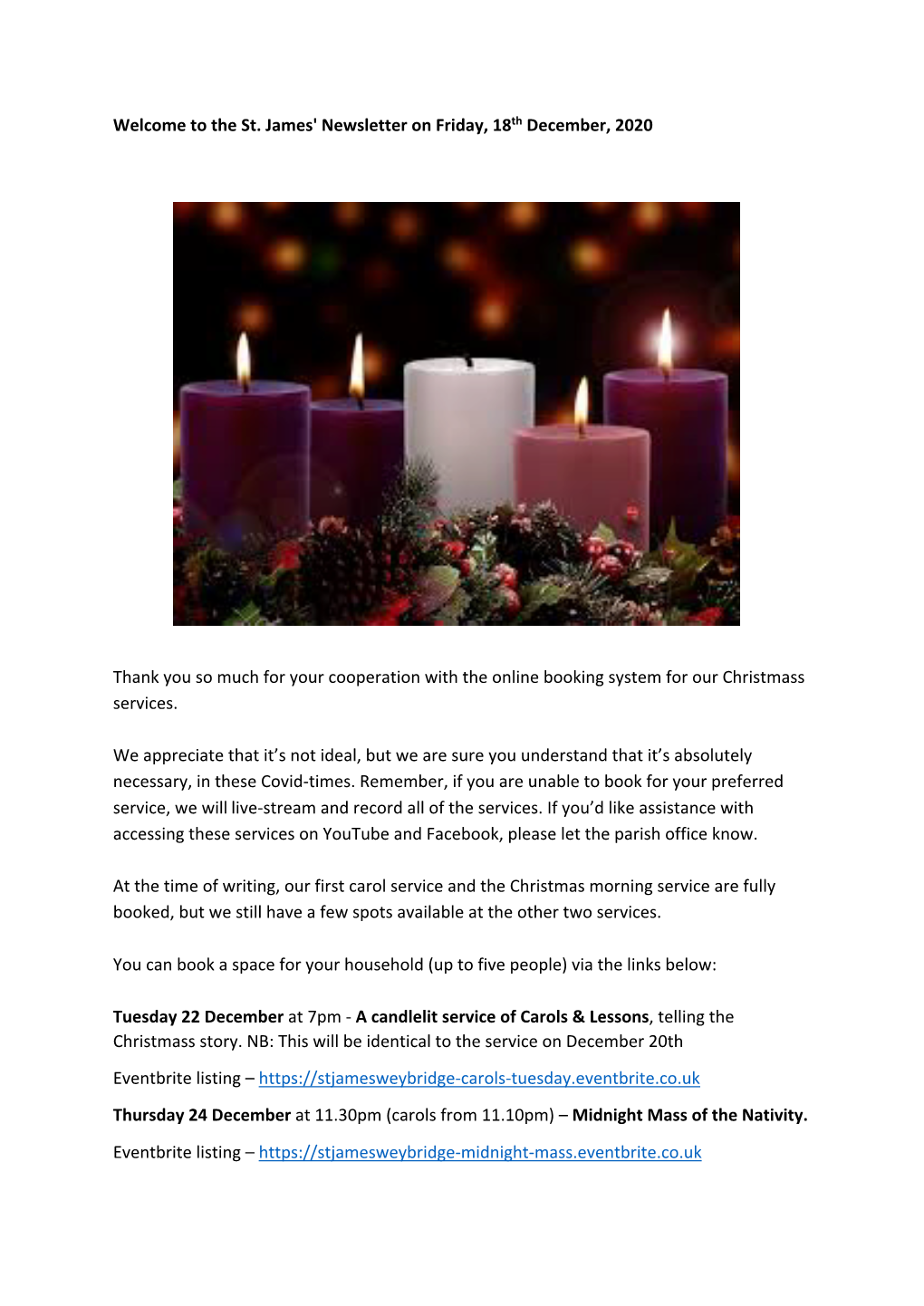 Church Newsletter 18Th December 2020
