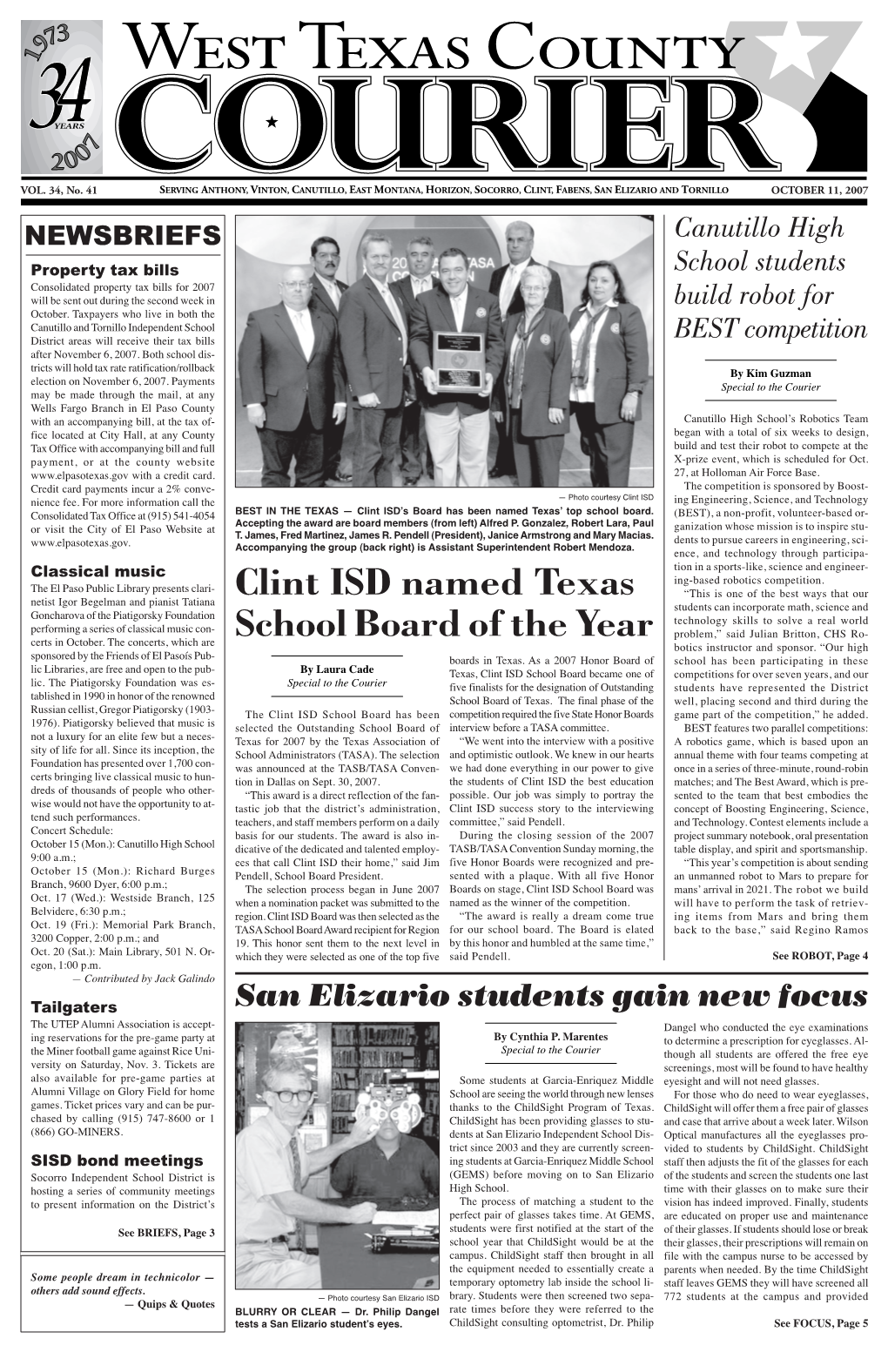 Clint ISD Named Texas School Board of the Year