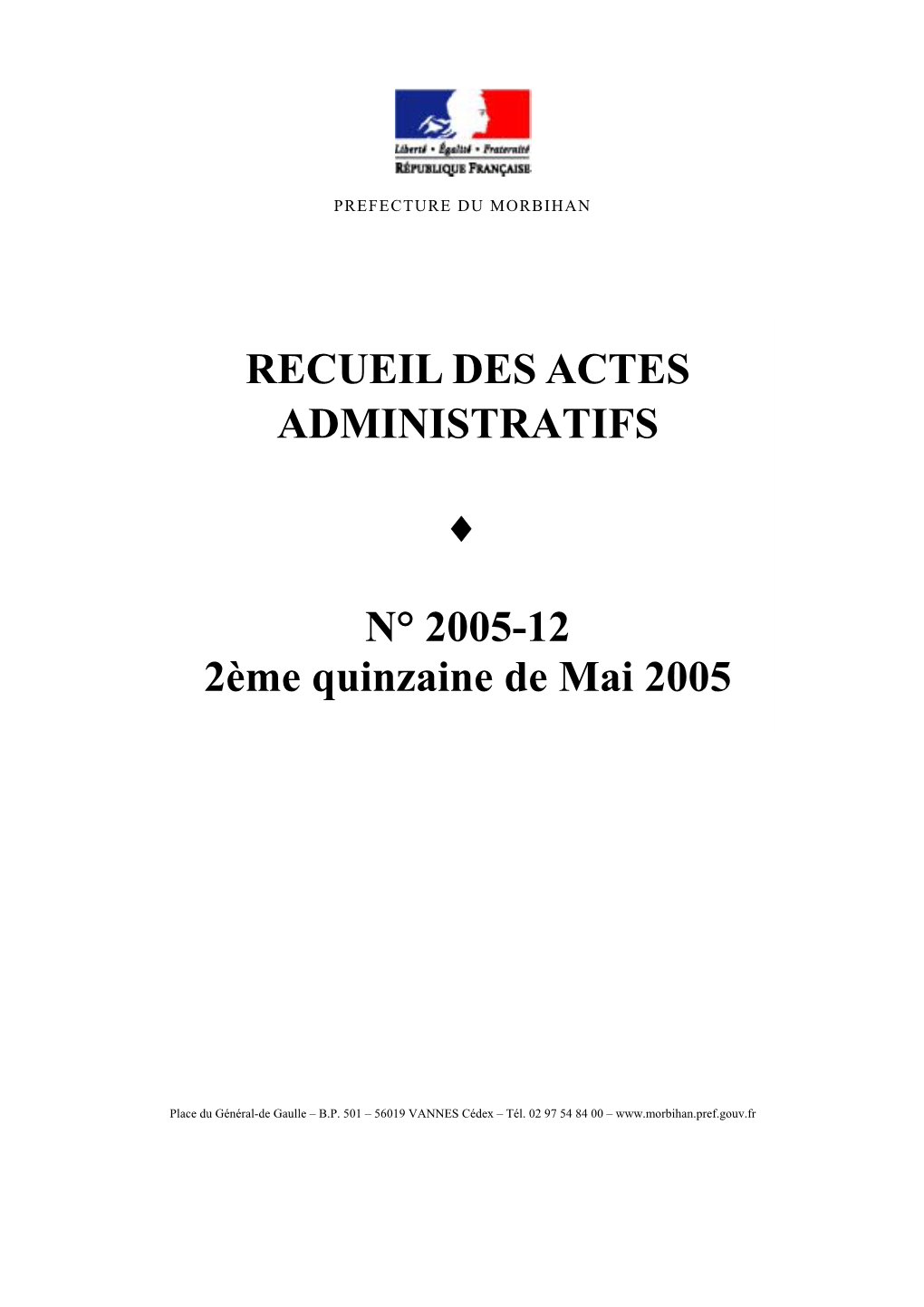 Recueil Des Actes Administratifs N° 2005-12