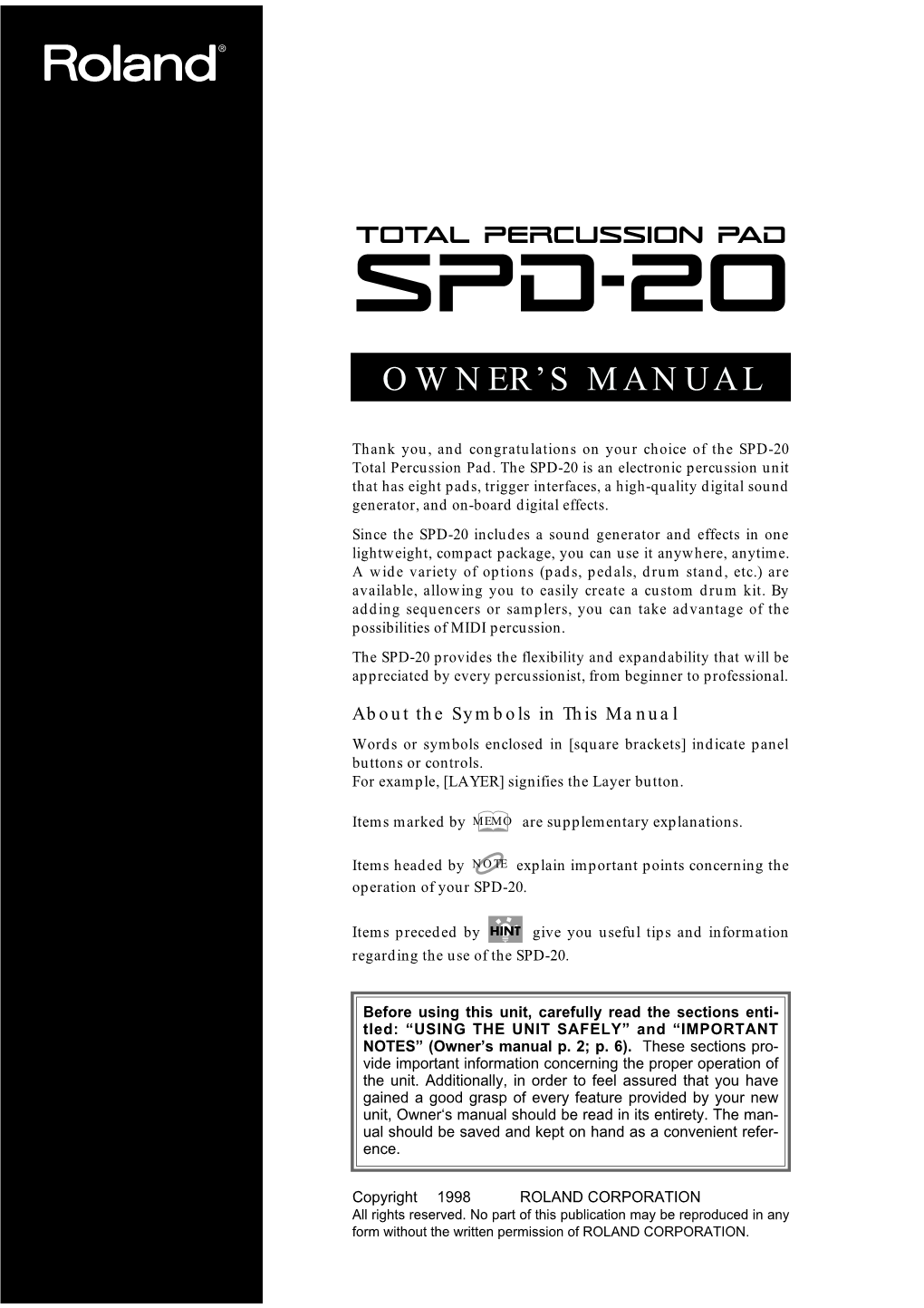 SPD-20 Owners Manual