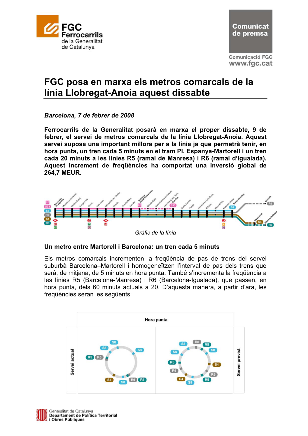 FGC Posa En Marxa Els Metros Comarcals De La Línia Llobregat-Anoia Aquest Dissabte