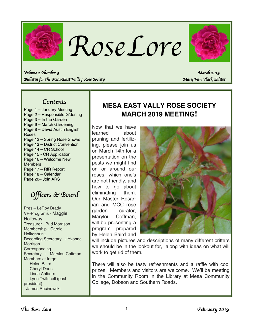 Mesa East Vally Rose Society March 2019 Meeting!