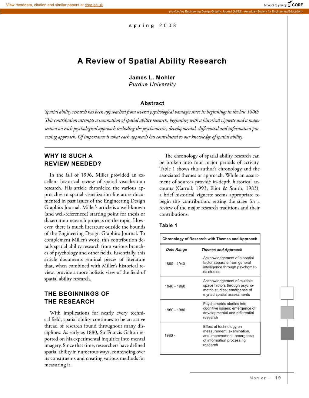 A Review of Spatial Ability Research