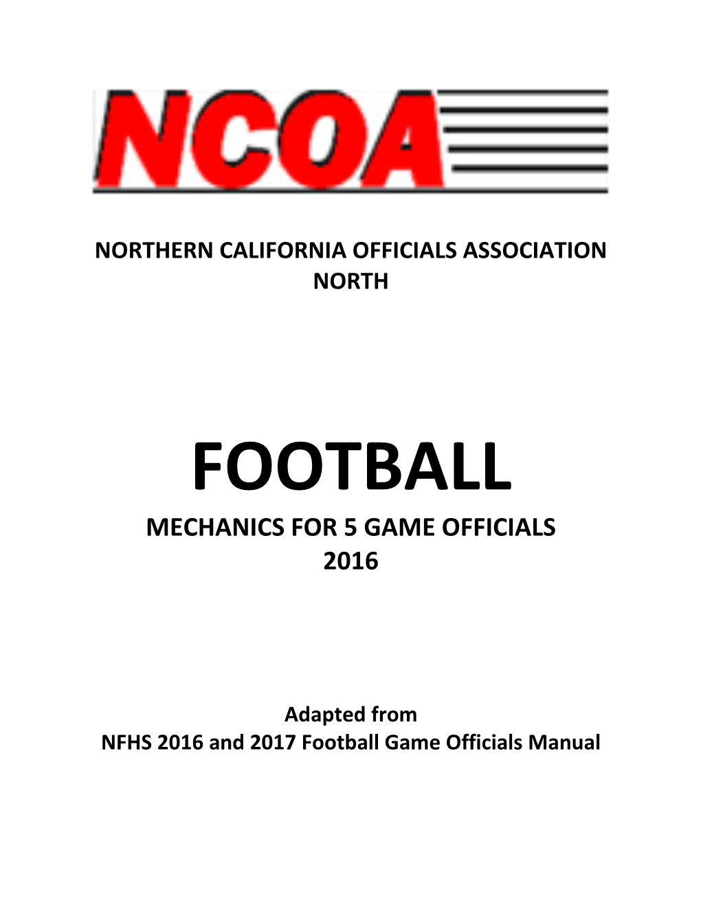 Football Mechanics for 5 Game Officials 2016