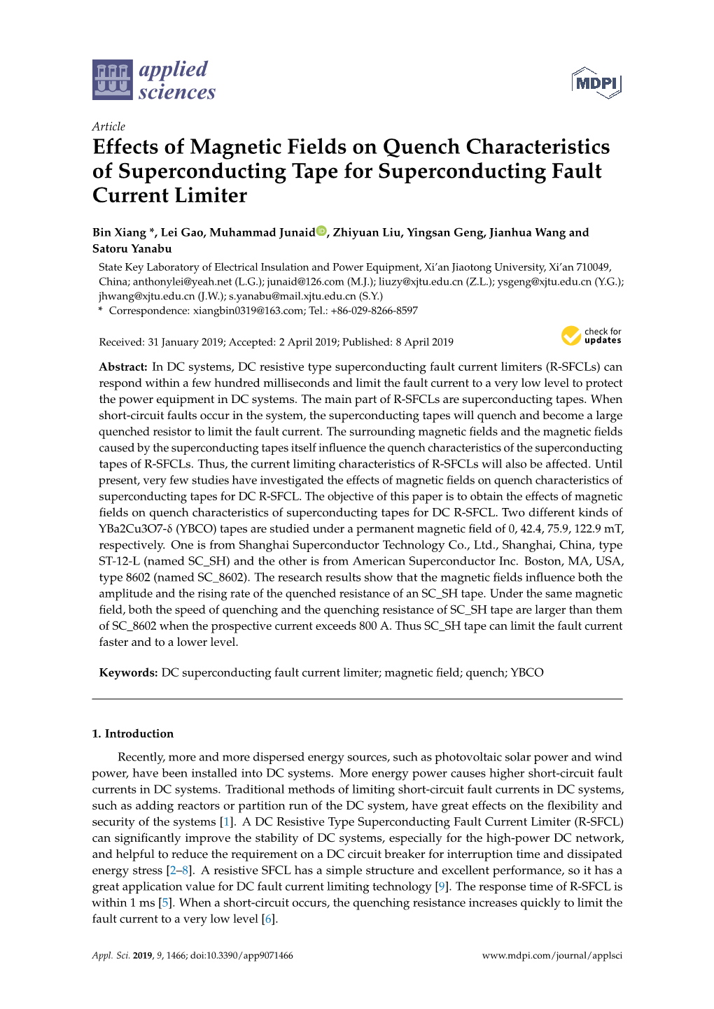 Effects of Magnetic Fields on Quench Characteristics of Superconducting Tape for Superconducting Fault Current Limiter